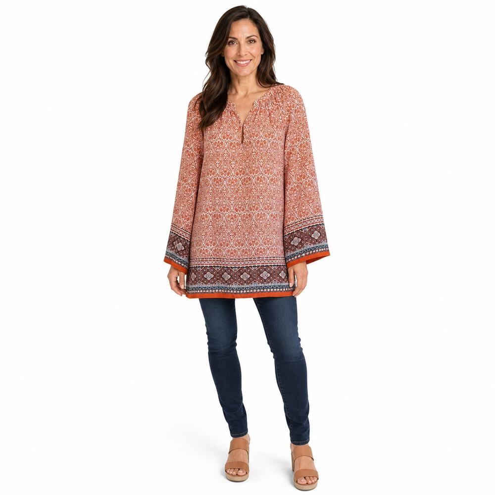 Ava Christine peasant style tunic blouse XL popover EUC  Career casual